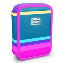 Coral High İki Karlı Organizer Kalemlik - Yeşil Pembe Sarı Desenli, Kız Çocuk, Yeşil Pembe Sarı Desenli