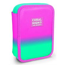 Coral High İki Karlı Organizer Kalemlik - Pembe Yeşil Renk Geçişli, Kız Çocuk, Pembe Yeşil Renk Geçişli