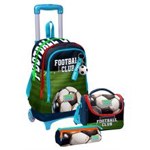 Coral High Çekçek Tekerlekli Erkek Çocuk, Lacivert Yeşil Futbol, İlkokul Üçlü Okul Çanta Seti