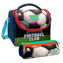 Coral High Erkek Çocuk Lacivert Yeşil Futbol Thermo Beslenme Çantası ve Üç Bölmeli Kalemlik Seti