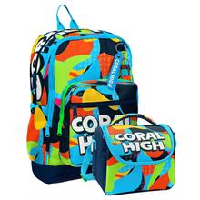 Coral High Erkek Çocuklar İçin Dayanıklı İkili İlk Okul Çanta Seti  - Lacivert Mavi Grafiti