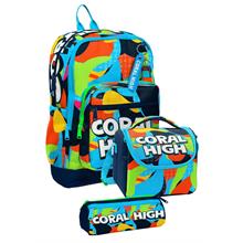 Coral High İlkokul Üçlü Okul Başlangıç Çanta Seti - Lacivert Mavi Grafiti, Erkek Çocuk
