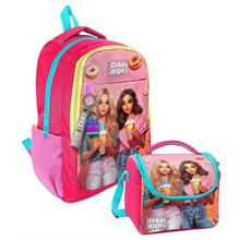 Coral High Kız Çocuk İlk ve Ortaokul Sırt Çantası ve Beslenme Çantası - Pembe Kırmızı Fashion Girl