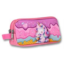 Ümit Çanta Mor Pembe Dondurma Yiyen Unicorn Desenli Kalem Çantası - Kız Çocuk - 5005