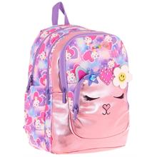 Kaukko Kids Kedi Şekilli Kız Çocuk Dört Gözlü Okul Çantası - L5219