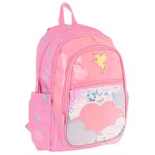Kaukko Kids Kız Çocuk (Pembe - Pullu Bulut Desenli) Dört Gözlü Okul Sırt Çantası - L5218