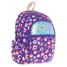 Kaukko Kids Kız Çocuk (Mor - Pullu Şekerleme Desenli) Dört Gözlü Okul Sırt Çantası - L5216