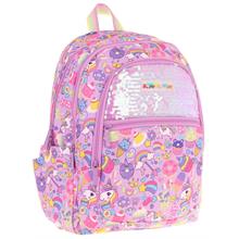 Kaukko Kids Kız Çocuk (Lila - Pullu Sweet Desenli) Dört Gözlü Okul Sırt Çantası - L5215