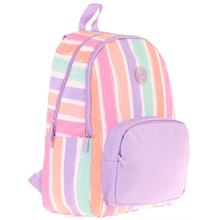 Kaukko Rainbow Kız Çocuk Üç Bölmeli İlkokul ve Ortaokul Çantası - Mor Çok Renkli Çizgili - K1801
