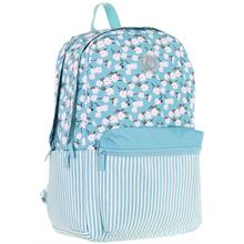 Kaukko Soft Floral Kız Çocuk Üç Bölmeli Turkuaz Çiçek ve Çizgi Desenli Okul Sırt Çantası - K1796