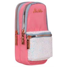 Kaukko Çanta Şekilli Kız Çocuk Üç Bölmeli Kalemlik - Pembe - Taşlı - K2459