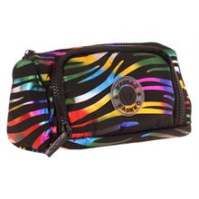 Kaukko Plump İki Bölmeli Siyah Çok Renkli Zebra Desenli Kız Çocuk Kalem Çantası/Kalemlik - K2691