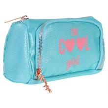 Kaukko Plump İki Bölmeli Turkuaz Cool Girl Yazılı Kız Çocuk Kalem Çantası/Kalemlik - K2305
