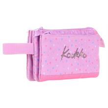 Kaukko İki Bölmeli Pembe Love Baskılı Kız Çocuk Akordion Kalem Çantası - K2675