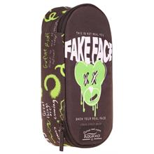 Kaukko Özel Bölmeli Organizer Kalemlik - Gri - Fake Face - Erkek Çocuk - K2638