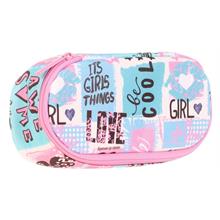 Kaukko Özel Bölmeli Organizer Kalemlik - Pembe Turkuaz - Girl Baskılı - Kız Çocuk - K2633