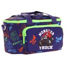 Kaukko Kids Thermo Isı Yalıtımlı Erkek Çocuk Monster Truck Yeşil Lacivert Beslenme Çantası L7279 (İki Bölmeli)