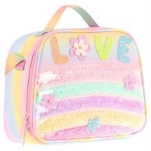 Kaukko Kids Kız Çocuk Isı Yalıtımlı Okul/Piknik Beslenme Çantası (Simli Pullu Love) L7214