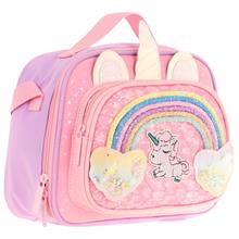 Kaukko Kids Kız Çocuk Isı Yalıtımlı İki Bölmeli Beslenme Çantası (Simli Unicorn Desenli) L7212