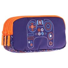 Kaukko Kids Turuncu Lacivert, Oyun, Erkek Çocuk Üç Bölmeli Kalemlik/Kalem Çantası - L8281