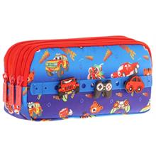 Kaukko Kids Mavi Kırmızı, Arabalar, Erkek Çocuk Üç Bölmeli Okul Kalem Çantası - L8258