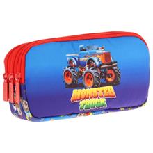 Kaukko Kids Kırmızı Mavi, Monster Truck, Erkek Çocuk Üç Bölmeli Okul Kalem Çantası - L8257