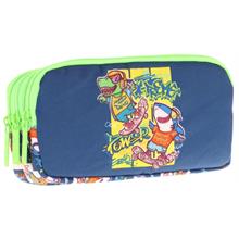 Kaukko Kids Lacivert Yeşil, Dinazor Temalı, Erkek Çocuk Üç Bölmeli Okul Kalem Çantası - L8256