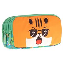 Kaukko Kids Yeşil Turuncu, Aslan, Erkek Çocuk Üç Bölmeli Okul Kalem Çantası - L8254