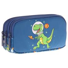 Kaukko Kids Lacivert Yeşil, Sevimli Dinazor, Erkek Çocuk Üç Gözlü Okul Kalem Çantası - L8252