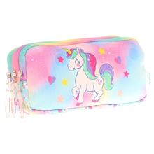 Kaukko Kids Çok Renkli, Unicorn, Kız Çocuk Üç Gözlü Okul Kalem Çantası - L8243
