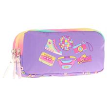 Kaukko Kids Mor Çok Renkli, Hobi Baskılı, Kız Çocuk Üç Gözlü Okul Kalem Çantası - L8238