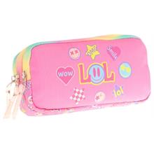 Kaukko Kids Pembe Çok Renkli, Lol Baskılı, Kız Çocuk Üç Gözlü Okul Kalem Çantası - L8237