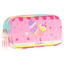 Kaukko Kids Üç Bölmeli Pembe Sarı, Dondurma Desenli, Kız Çocuk Okul Kalemliği - L8232
