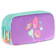 Kaukko Kids Üç Bölmeli Mor Turkuaz, Şekerleme Temalı, Kız Çocuk Okul Kalemliği - L8231