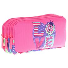 Kaukko Kids Üç Bölmeli Pembe Mavi, Love Baskılı, Kız Çocuk Okul Kalemliği - L8229