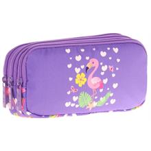 Kaukko Kids Üç Bölmeli Mor Pembe, Flamingo, Kız Çocuk Okul Kalemliği - L8226