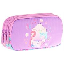 Kaukko Kids Üç Bölmeli Pembe Lila, Denizkızı, Kız Çocuk Okul Kalemliği - L8225
