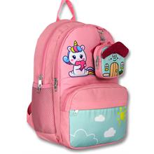 Cennec 5051 (Unicorn - Pembe Yeşil - Kız Çocuk) Okul Çantası - Sevimli Anahtarlık Dahil