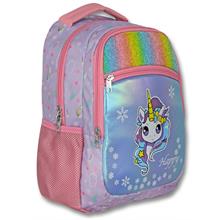 Ümit Çanta Üç Gözlü Kız Çocuk İlkokul Çantası - Gökkuşağı Unicorn - Turkuaz Pembe - 5015