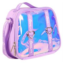 Kaukko Mirror Pembe Parlak Love Şeritli Isı Yalıtımlı Kız Çocuk Beslenme Çantası - K9044