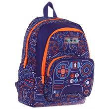 Kaukko Kids Üç Bölmeli (Lacivert Turuncu - Oyun Desenli) Erkek Çocuk Okul ve Günlük Sırt Çantası - L5281