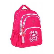 Kaukko Crazy Dört Bölmeli Kız Çocuk/Kadın Okul ve Günlük Sırt Çantası - Pembe (Krinkıl Kumaş) K1679