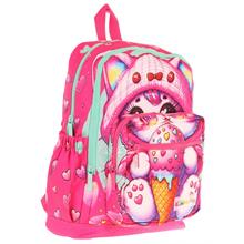 Kaukko Dört Bölmeli (Kız Çocuk - Pembe - Dondurma Yiyen Kedi) - İlkokul Okul Sırt Çantası - L5250