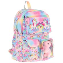 Kaukko Kız Çocuk Peluş Unicornlu İlkokul Okul Sırt Çantası - Pembe - L5243