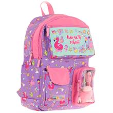 Kaukko Kız Çocuk Peluş Flamingolu İlkokul Okul Sırt Çantası - Mor Pembe - L5240