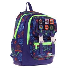 Kaukko Kids Erkek Çocuk Armalı Kamyon Desenli İlkokul Okul Sırt Çantası (Dört Bölmeli) - Lacivert Yeşil - L5279