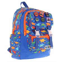 Kaukko Kids Erkek Çocuk Armalı Dinazor Desenli İlkokul Okul Sırt Çantası (Dört Bölmeli) - Mavi - L5278