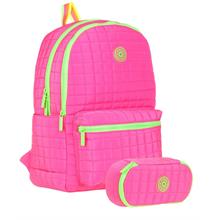 Kaukko Kız Çocuklar İçin Pembe Okul Çantası ve Organizer Kalemlik Seti (KK-K1771+KK-K2622)