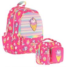 Kaukko Kids Kız Çocuk Okul Çantası ve Isı Yalıtımlı Beslenme Çantası Seti (L5227+L7227) Kauçuk Dondurma - Pembe