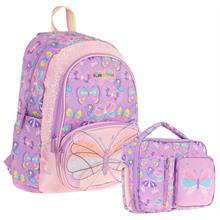 Kaukko Kids Nakışlı Kelebek Desenli Okul Çantası (L5222) ve Thermo Beslenme Çantası (L7222) Seti - Kız Çocuk